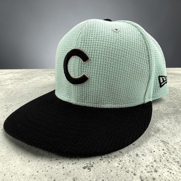 New Era Other - Chicago Cubs Thermal Knit Hat New Era 59Fifty Mint Green Black Fitted 7 3/8 NEW